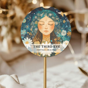 Vrouw Illustratie Energie Heiler Reiki Spirituell Ronde Sticker