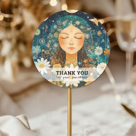 Vrouw Illustratie Energie Heiler Reiki Spirituell Ronde Sticker