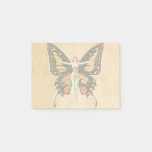 Vrouw Illustratie Fladderende Vlinder Vliegend Post-it® Notes (Voorkant)