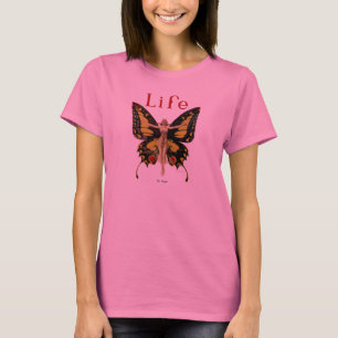 Vrouw illustratie fladderende vlinder vliegend t-shirt