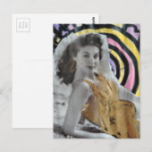 Vrouw in 1939 op het strand collagekunst briefkaart (Voorkant / Achterkant)