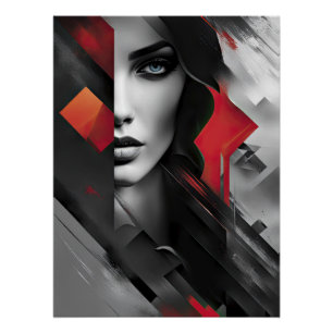 Vrouw in abstracte lagen perfect poster
