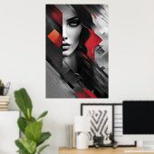 Vrouw in abstracte lagen poster (Thuiskantoor)