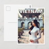 Vrouw in Ao Dai Vietnam Reizen Briefkaart (Voorkant / Achterkant)