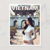 Vrouw in Ao Dai Vietnam Reizen Briefkaart (Voorkant)