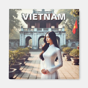 Vrouw in Ao Dai Vietnam Reizen Magneet