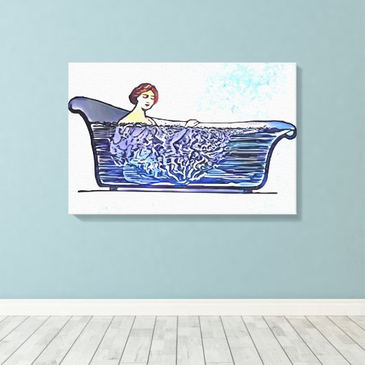 Vrouw in bad canvas afdruk (Insitu (Houten vloer))