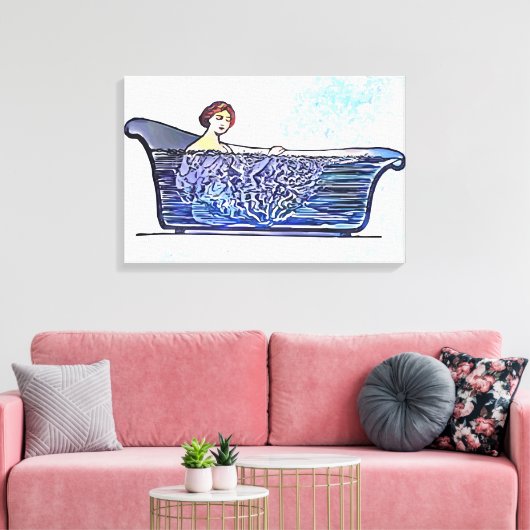 Vrouw in bad canvas afdruk (Insitu (Woonkamer))