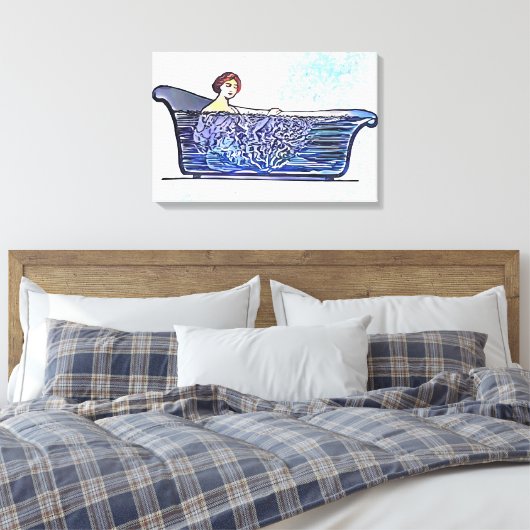 Vrouw in bad canvas afdruk (Insitu (Slaapkamer))