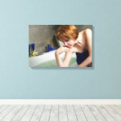 Vrouw in badkamer canvas afdruk (Insitu (Houten vloer))