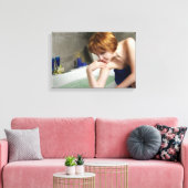 Vrouw in badkamer canvas afdruk (Insitu (Woonkamer))
