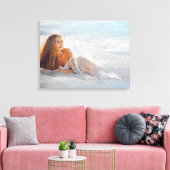 Vrouw in Beach Wave Canvas Afdruk (Insitu (Woonkamer))