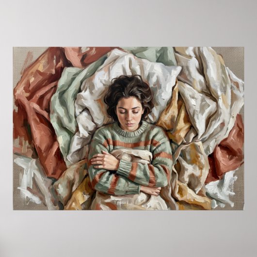 Vrouw in Bed Figuratieve Poster (Voorkant)