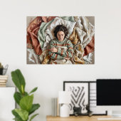 Vrouw in Bed Figuratieve Poster (Thuiskantoor)
