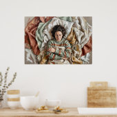 Vrouw in Bed Figuratieve Poster (Keuken)