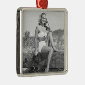 Vrouw in Bikini Metalen Ornament (Rechts)