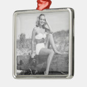 Vrouw in Bikini Metalen Ornament (Links)