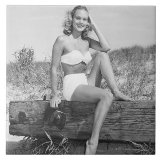 Vrouw in Bikini Tegeltje