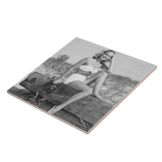 Vrouw in Bikini Tegeltje (Zijkant)
