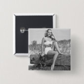 Vrouw in Bikini Vierkante Button 5,1 Cm (Voorkant /achterkant)