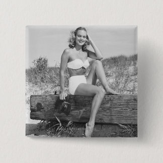 Vrouw in Bikini Vierkante Button 5,1 Cm