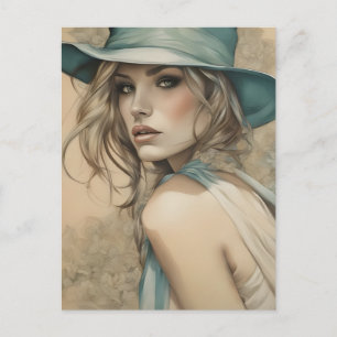  Vrouw in Blauw Briefkaart