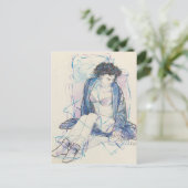 Vrouw in blauw briefkaart (Staand voorkant)