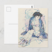 Vrouw in blauw briefkaart (Voorkant / Achterkant)