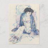 Vrouw in blauw briefkaart (Voorkant)