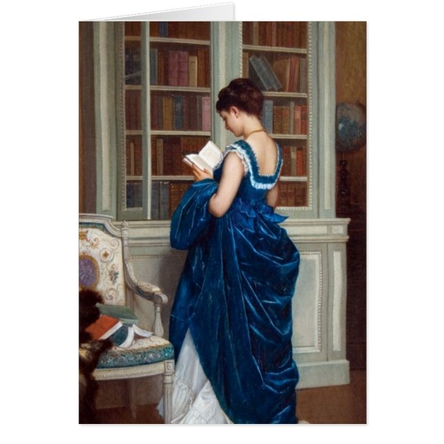 Vrouw in Blauw, een boek lezen (Voorkant)