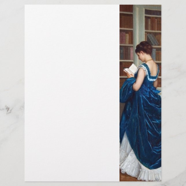 Vrouw in Blauw, een boek lezen (Voorkant)