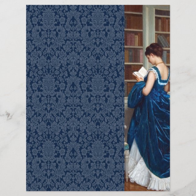 Vrouw in Blauw, een boek lezen (Voorkant)