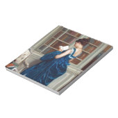 Vrouw in Blauw, een boek lezen Notitieblok (Linkerzijde)