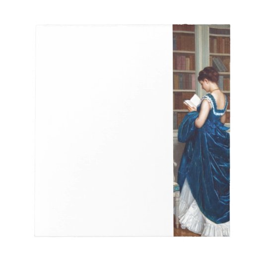 Vrouw in Blauw, een boek lezen Notitieblok (Voorkant)