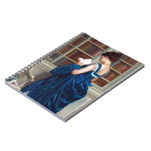 Vrouw in Blauw, een boek lezen Notitieboek (Linkerzijde)