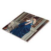Vrouw in Blauw, een boek lezen Tegeltje (Zijkant)