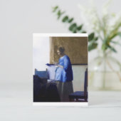 Vrouw in Blauw, Johannes Vermeer Briefkaart (Staand voorkant)