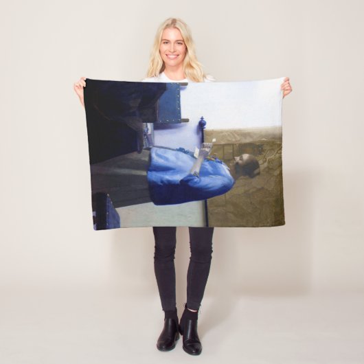Vrouw in Blauw, Johannes Vermeer Fleece Deken (In situ)