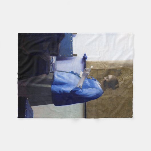 Vrouw in Blauw, Johannes Vermeer Fleece Deken (Voorkant (Horizontaal))