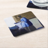 Vrouw in Blauw, Johannes Vermeer Kartonnen Onderzetters (Schuin)