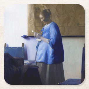 Vrouw in Blauw, Johannes Vermeer Kartonnen Onderzetters