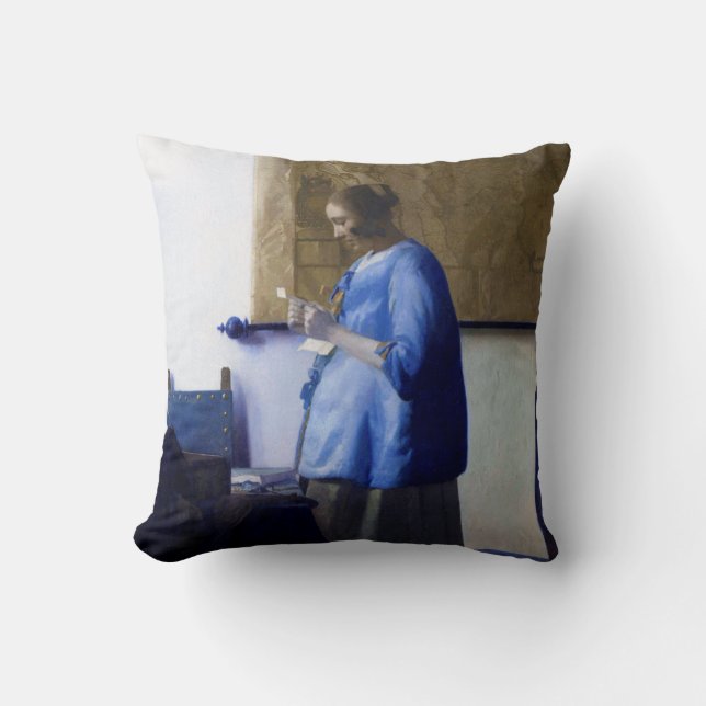 Vrouw in Blauw, Johannes Vermeer Kussen (Voorkant)