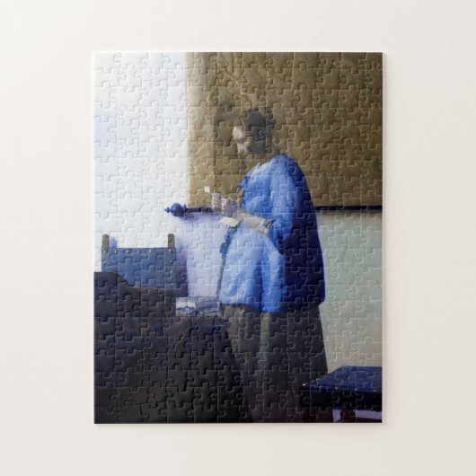 Vrouw in Blauw, Johannes Vermeer Legpuzzel (Verticaal)