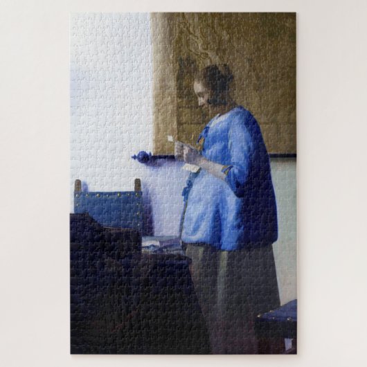 Vrouw in Blauw, Johannes Vermeer Legpuzzel (Verticaal)