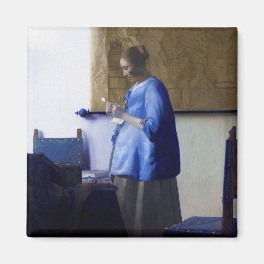 Vrouw in Blauw, Johannes Vermeer Magneet (Voorkant)