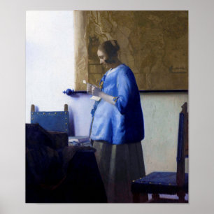 Vrouw in Blauw, Johannes Vermeer Poster