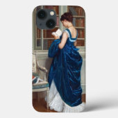 Vrouw in Blauw, lees een iPhone voor het Hoesje va (Achterkant)