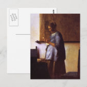 Vrouw in Blauw Leest een brief Briefkaart (Voorkant / Achterkant)