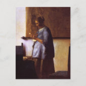 Vrouw in Blauw Leest een brief Briefkaart (Voorkant)