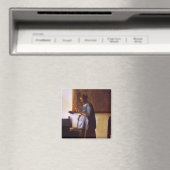 Vrouw in Blauw Leest een brief Magneet (Insitu (Vaatwasser))